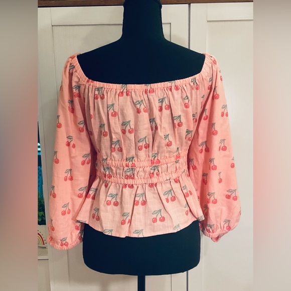 Arizona Jean Peasant Blouse with Cherries - Picture 4 of 9